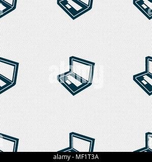 Laptop icon sign. Seamless pattern with geometric texture. Vector illustration Stock Vector