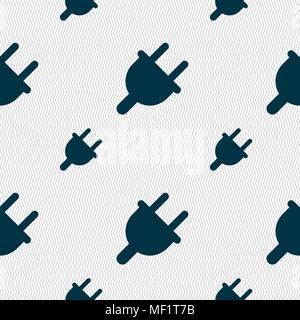 Electric plug, Power energy icon sign. Seamless pattern with geometric texture. Vector illustration Stock Vector