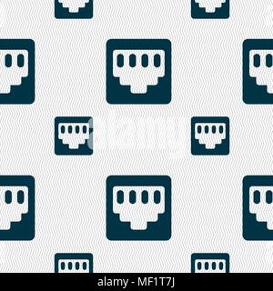 cable rj45, Patch Cord icon sign. Seamless pattern with geometric texture. Vector illustration Stock Vector