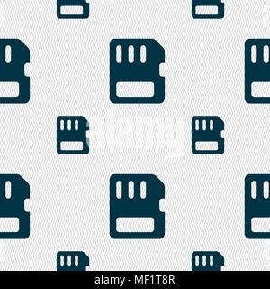 compact memory card icon sign. Seamless pattern with geometric texture. Vector illustration Stock Vector