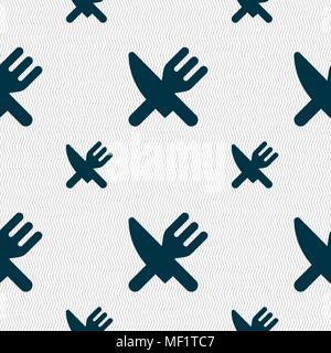 Eat, Cutlery icon sign. Seamless pattern with geometric texture. Vector illustration Stock Vector
