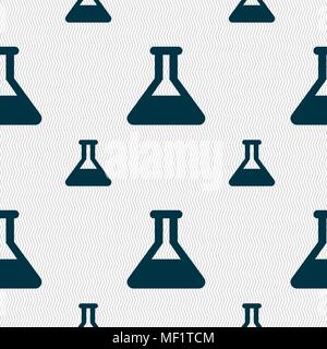 Conical Flask icon sign. Seamless pattern with geometric texture. Vector illustration Stock Vector