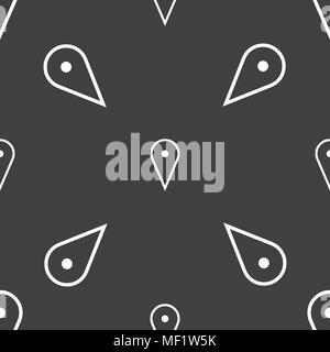 map poiner icon sign. Seamless pattern on a gray background. Vector illustration Stock Vector