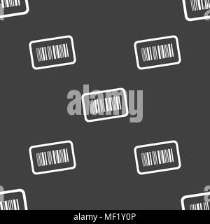 Barcode icon sign. Seamless pattern on a gray background. Vector illustration Stock Vector
