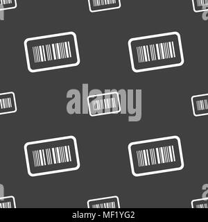 Barcode icon sign. Seamless pattern on a gray background. Vector illustration Stock Vector