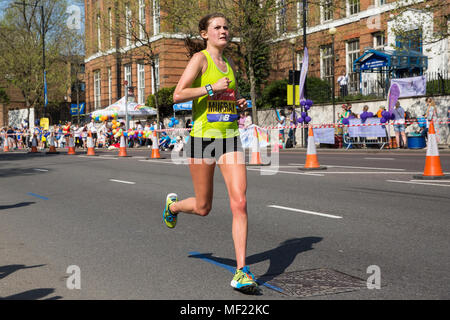 London, UK. 22nd April, 2018. Rebecca Murray of Great Britain competes in the Elite Women's event at the 2018 Virgin Money London Marathon. The 38th edition of the race was the hottest on record with a temperature of 24.1C recorded in St James’s Park. Stock Photo