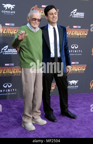 Los Angeles, California, USA. 23rd April, 2018. Stan Lee attends the World Premiere of Disney and Marvels 'Avengers: Infinity War' on April 23, 2018 in Los Angeles, California. Photo by Barry King/Alamy Live News Stock Photo
