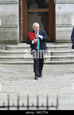 London, UK, 24th April 2018. Boris Johnson Secretary of State for Foreign Affairs arriving to Downing street Credit: Stock Photo