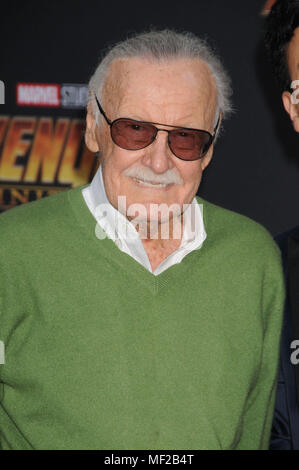 Los Angeles, California, USA. 23rd Apr, 2018. April 23rd 2018 - Los Angeles, California USA - Wiriter STAN LEE at the World Premiere of Marvel Studios ''Avengers Infinity War'' held at the El Capitan Theater, Hollywood, Los Angeles. Credit: Paul Fenton/ZUMA Wire/Alamy Live News Stock Photo