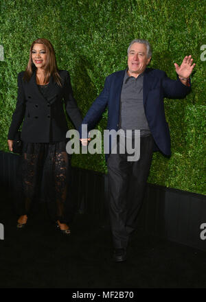 New York, USA. 23rd April 2018. Robert De Niro and Grace Hightower attend the CHANEL Tribeca Film Festival Artists Dinner at Balthazar on April 23, 2018 in New York City. Credit: Erik Pendzich/Alamy Live News Stock Photo