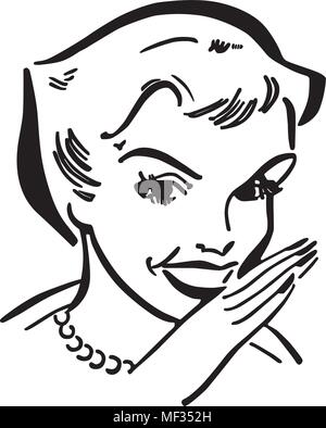 Gossiping Lady - Retro Clipart Illustration Stock Vector