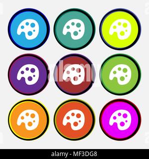Palette  icon sign. Nine multi-colored round buttons. Vector illustration Stock Vector