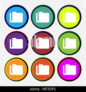 Document folder  icon sign. Nine multi-colored round buttons. Vector illustration Stock Vector