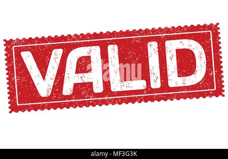 Valid grunge rubber stamp on white background, vector illustration Stock Vector