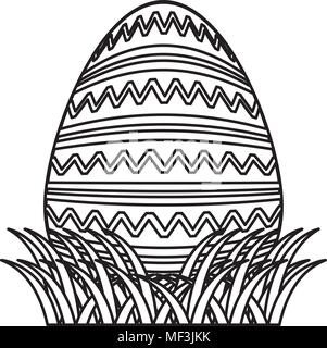line egg easter event with waves lineal decoration vector illustration Stock Vector