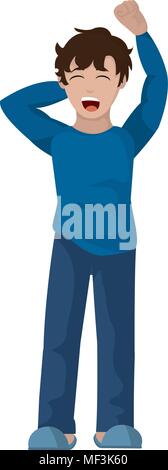 man waking up with pijama and yawning vector illustration Stock Vector