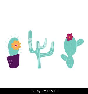 Hand drawn cactus icons. Can be used for banner or card for Cinco de Mayo celebration. Holiday poster . Vector Mexican fiesta. Stock Vector
