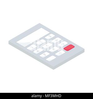 Isometric calculator icon. 3d school supplies . Vector Back to school background with stationery. Office accessories. Stock Vector
