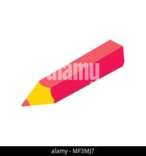 Isometric pen icon. 3d school supplies with student's pencil. Vector Back to school background with stationery. Office accessories. Stock Vector