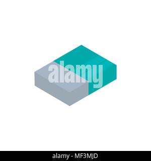 Isometric eraser icon. 3d school supplies. Vector Back to school background with stationery. Office accessories. Stock Vector