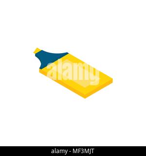 Isometric  highlighter icon. 3d school supplies with student's marker. Vector Back to school background with stationery. Office accessories. Stock Vector