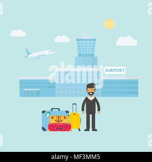 Different types of baggage, luggage, suitcase isolated on white background. Flat style vector illustration. Set of tourism and traveling icons with ai Stock Vector