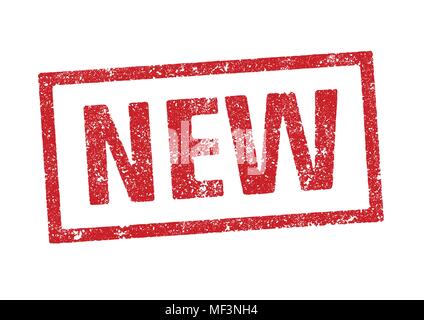 Vector illustration of the word New in red ink stamp Stock Vector