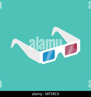 3D cinema glasses isometric. Vector illustration Stock Vector