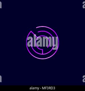 Circular maze logo illustration. Round labyrinth icon Stock Vector