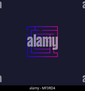 Square maze logo illustration. Rectangular labyrinth icon Stock Vector