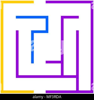 Simple maze icon. Brain teaser logotype design illustration Stock Vector