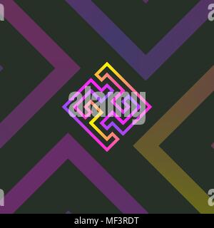 Bright maze logotype design. Labyrinth game sign icon illustration Stock Vector
