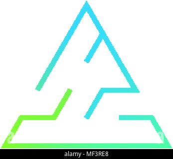 Triangular maze logo design in acid colors Stock Vector