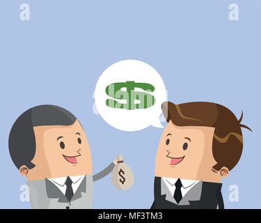 Businessmen talking with money Stock Vector