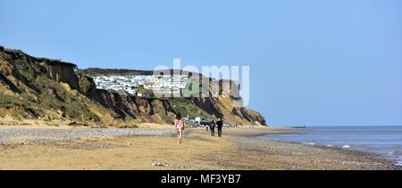 Holiday caravans close to the cliff edge East Runton Cromer Norfolk England UK Stock Photo