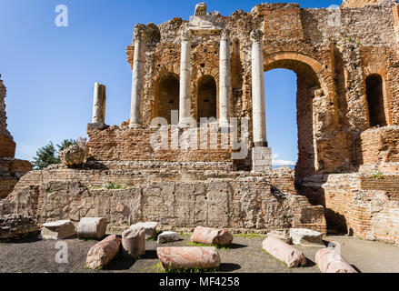 Ancient Greek-Roman theatre of Taormina, Sicily. Stock Photo