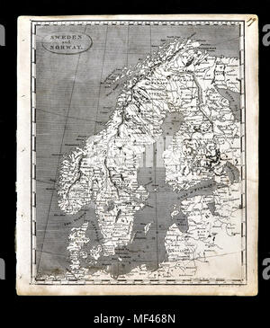 1804 Arrowsmith Map - Scandinavia - Norway Sweden Denmark Finland  - Europe Stock Photo
