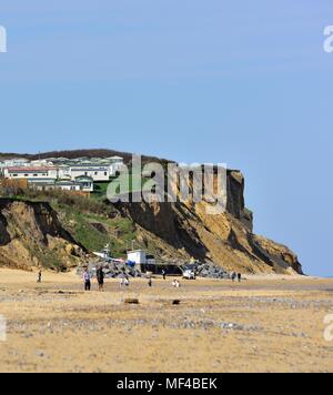 Holiday caravans close to the cliff edge East Runton Cromer Norfolk England UK Stock Photo