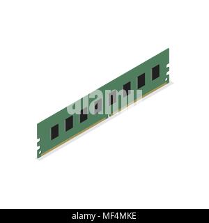 RAM module, isolated on white background. Element for the design of digital devices and computer accessories. Flat 3D isometric style, vector illustra Stock Vector