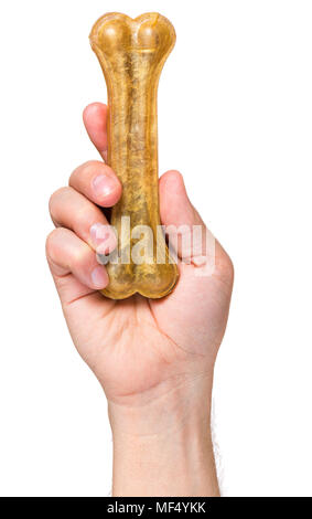 Hand with dog bone Stock Photo