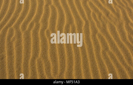 Close up shot of a sandy beach with wave patterns. Stock Photo