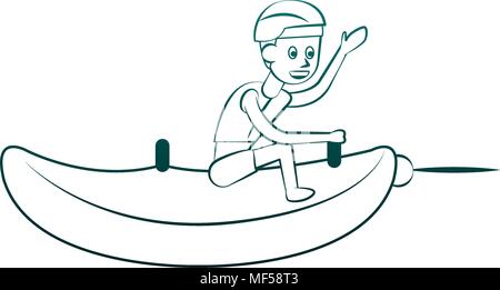 Banana boat Water sport on blue lines Stock Vector