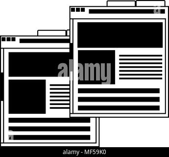 Browser windows open on black and white Stock Vector