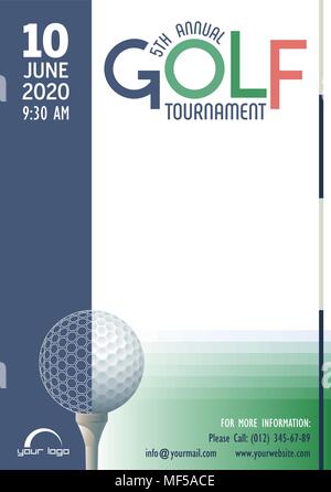 Annual Golf Tournament poster template. Place for your text message. Vector illustration. Stock Vector