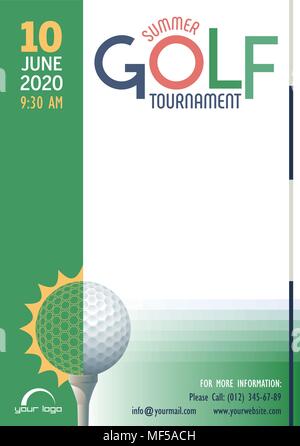 Summer Golf Tournament poster template. Place for your text message. Vector illustration. Stock Vector