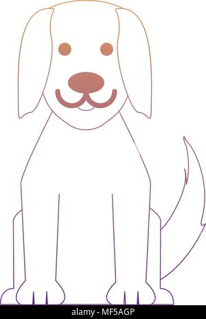 cute dog icon over white background, colorful line design. vector illustration Stock Vector