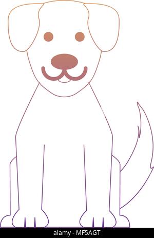 cute dog icon over white background, colorful line design. vector illustration Stock Vector