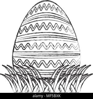 grunge egg easter event with waves lineal decoration Stock Vector