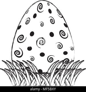 grunge egg easter event with spiral decoration Stock Vector