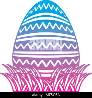 degraded line egg easter event with waves lineal decoration Stock Vector